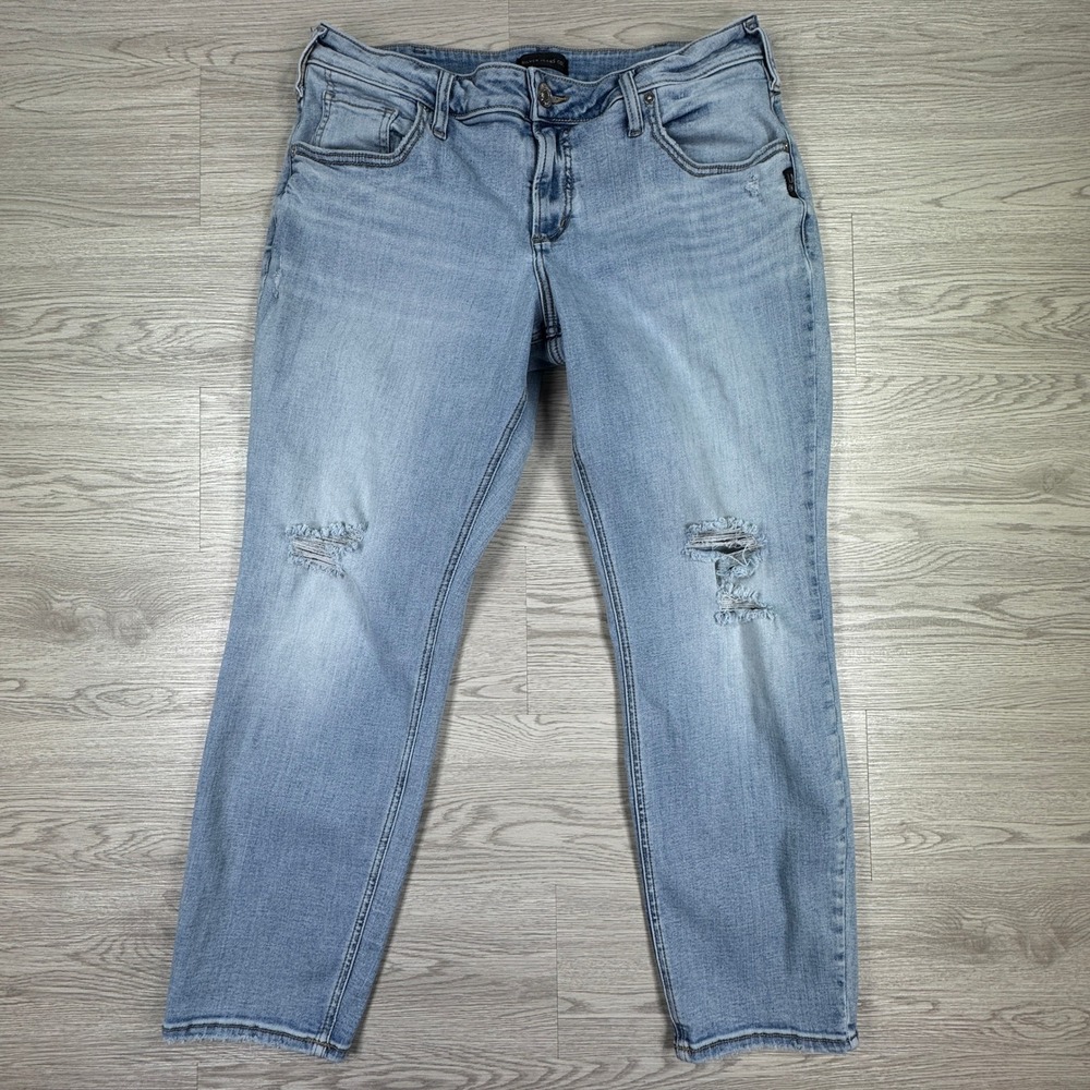 Silver Jeans Women Boyfriend Light Wash W32 Distressed Denim Jeans‎